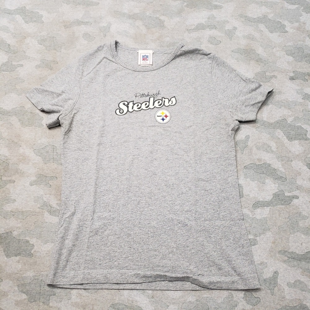 Pittsburgh Steelers Top Women Small Gray NFL Graphic Tee Short Sleeve Football